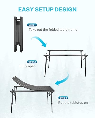 50 Inch Roll Up Aluminum Folding Camping Picnic Table