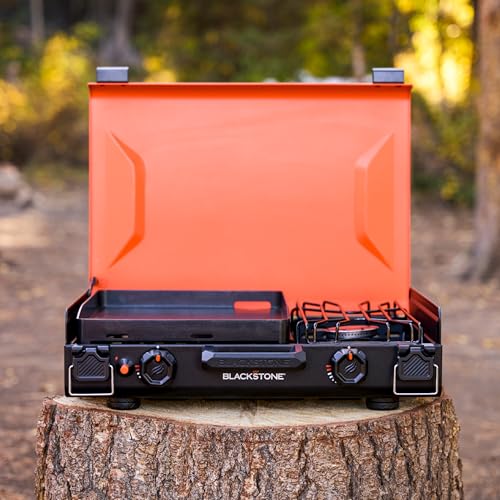 Camping Griddle with Side Burner for Outdoor Cooking