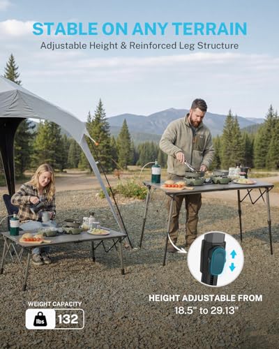 50 Inch Roll Up Aluminum Folding Camping Picnic Table
