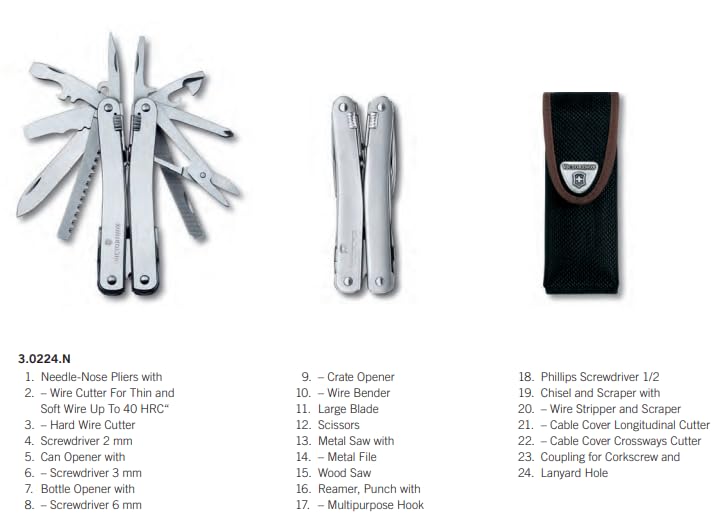 24 Function Multi Tool Knife with Nylon Pouch