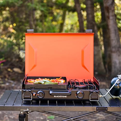 Camping Griddle with Side Burner for Outdoor Cooking