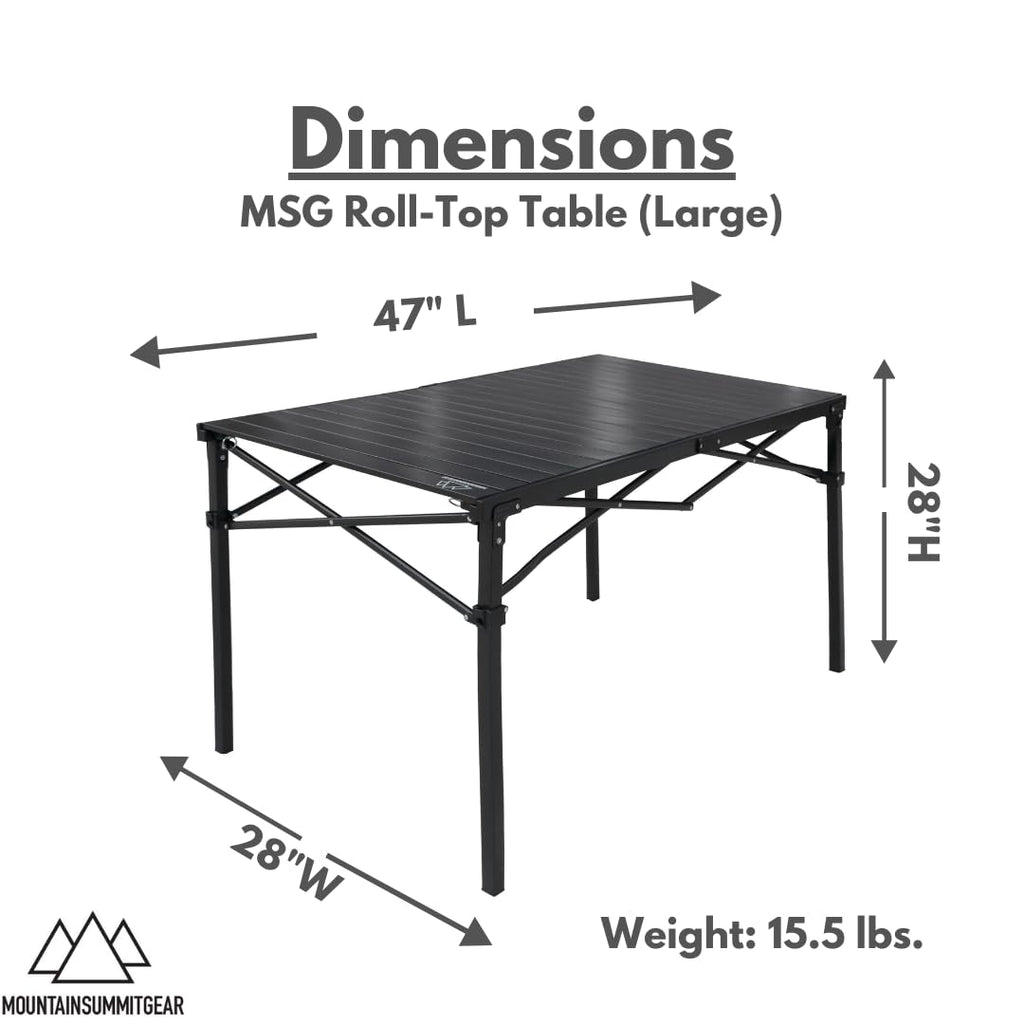 Heavy Duty Roll Top Aluminum Camping Table with Steel Frame