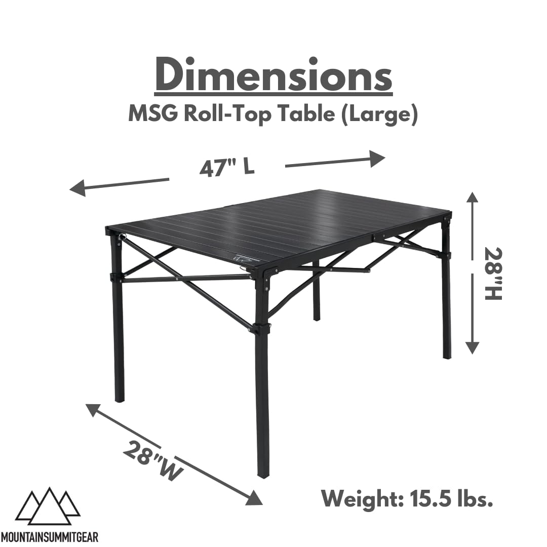 Heavy Duty Roll Top Aluminum Camping Table with Steel Frame