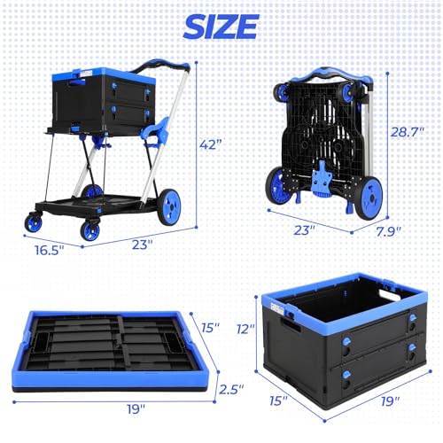 Collapsible Shopping Cart with Wheels and Platform Hand Truck