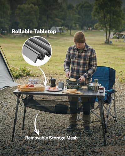 50 Inch Roll Up Aluminum Folding Camping Picnic Table