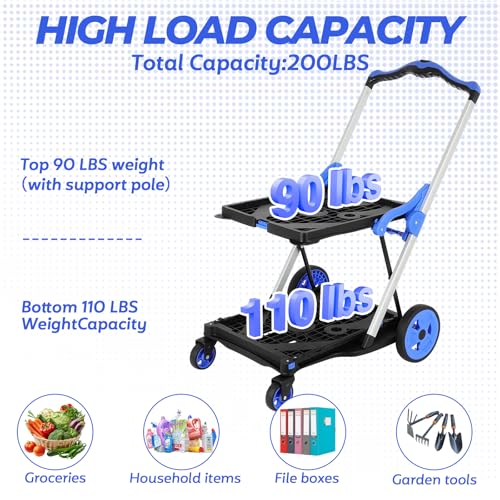 Collapsible Shopping Cart with Wheels and Platform Hand Truck