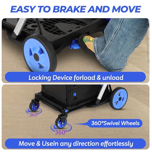 Collapsible Shopping Cart with Wheels and Platform Hand Truck