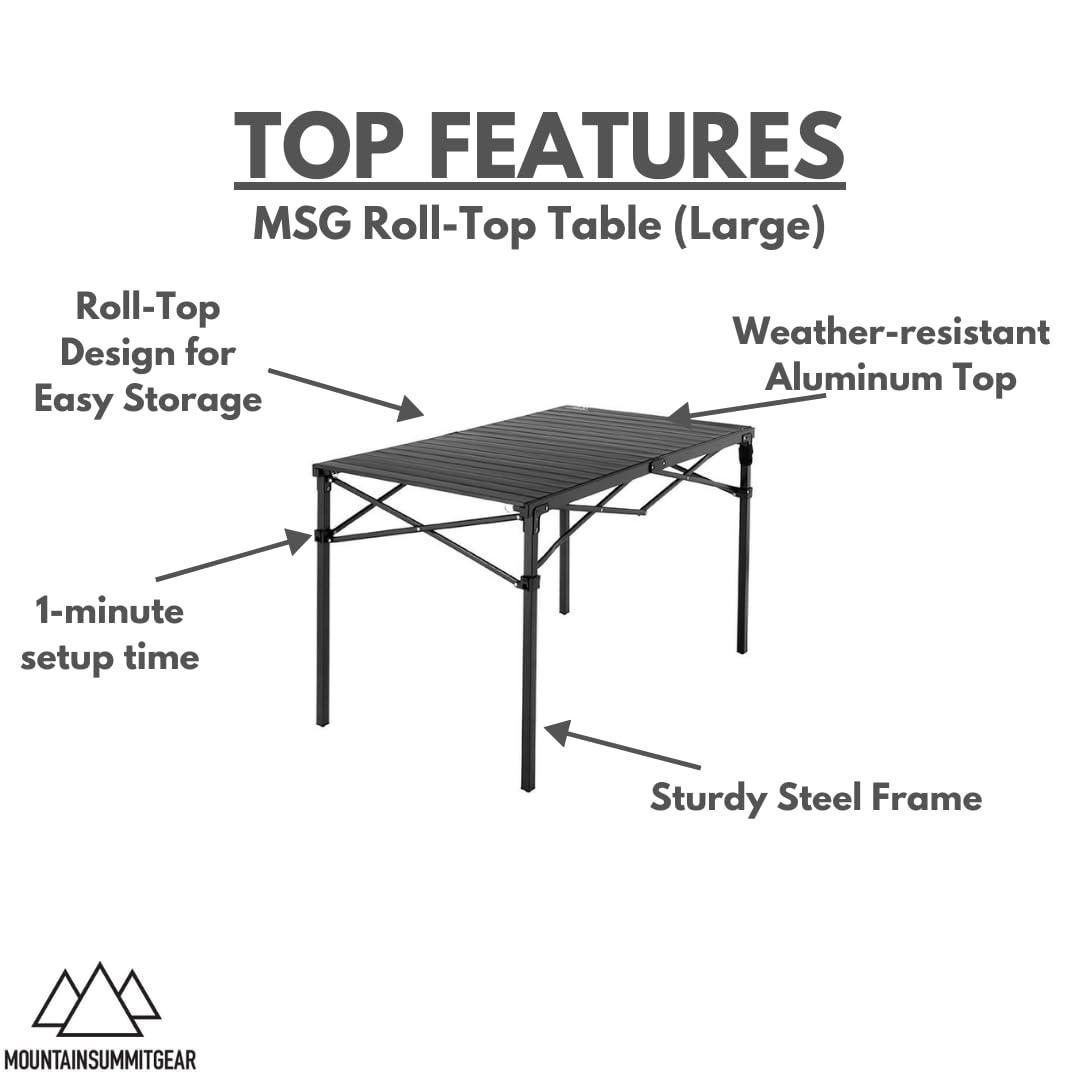 Heavy Duty Roll Top Aluminum Camping Table with Steel Frame