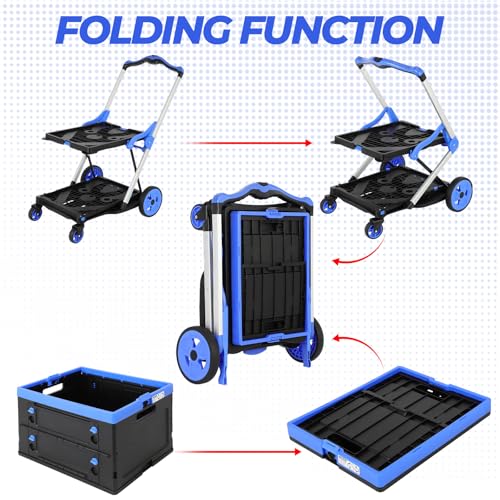 Collapsible Shopping Cart with Wheels and Platform Hand Truck