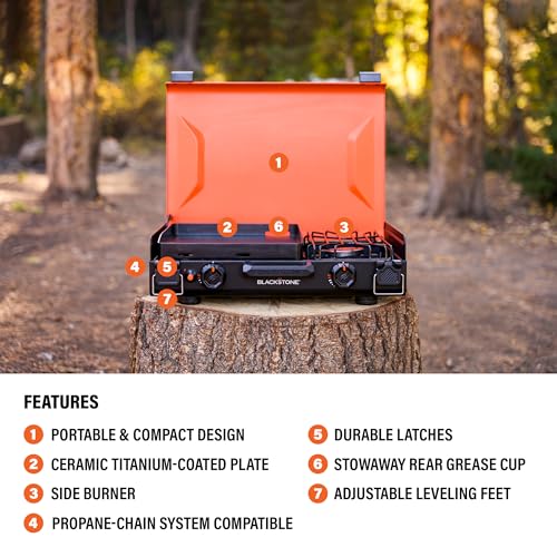 Camping Griddle with Side Burner for Outdoor Cooking