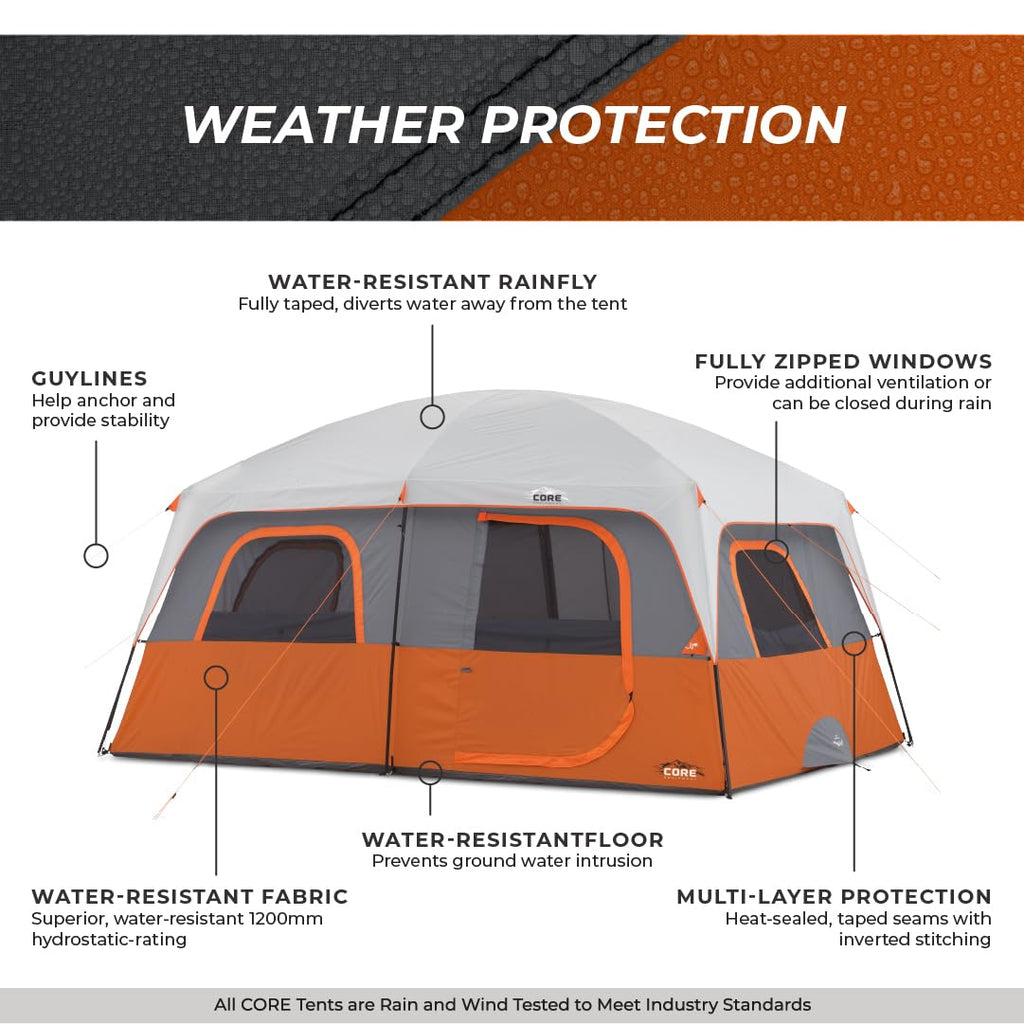 Large 10 to 12 Person Multi Room Family Cabin Camping Tent