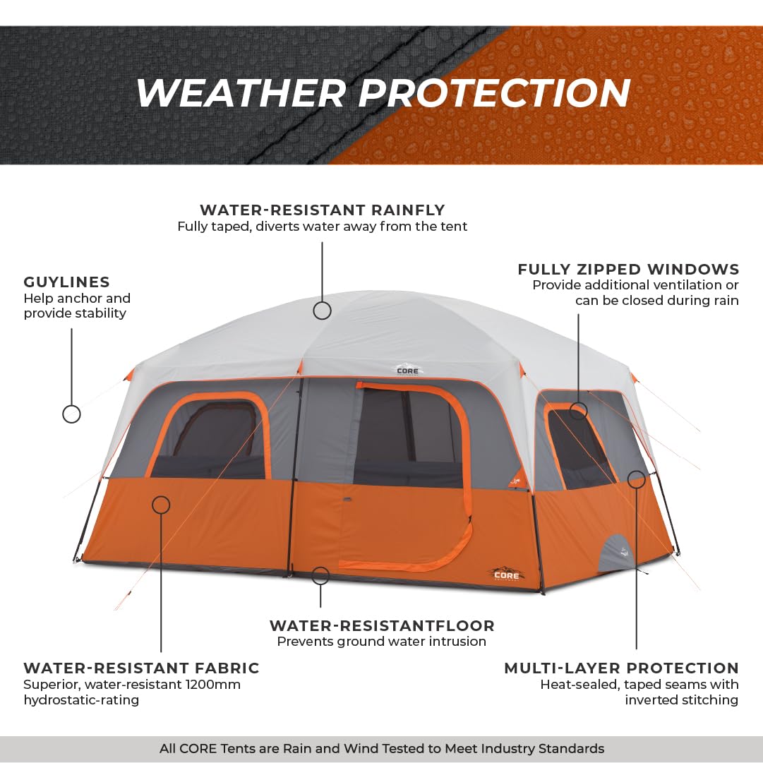 Large 10 to 12 Person Multi Room Family Cabin Camping Tent