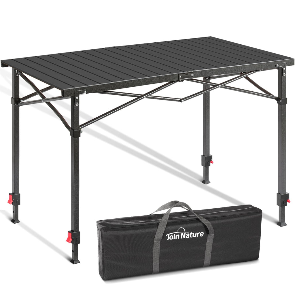 Adjustable Height Aluminum Folding Camping Table with Carry Bag