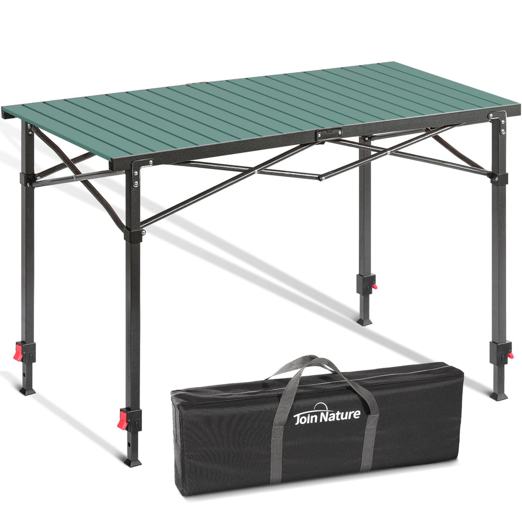 Adjustable Height Aluminum Folding Camping Table with Carry Bag
