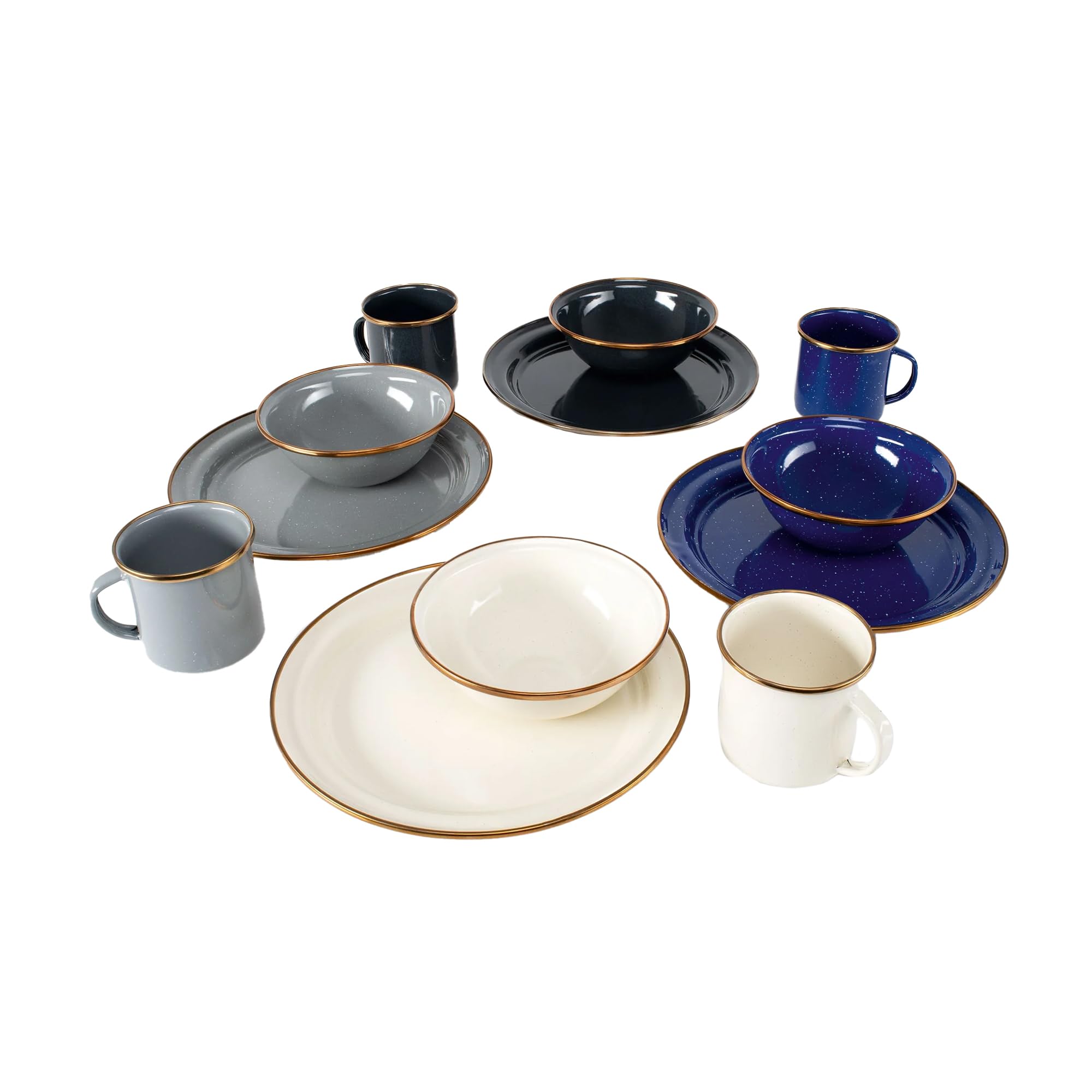 12 Piece Enamel Camping Dinnerware Set for Four People