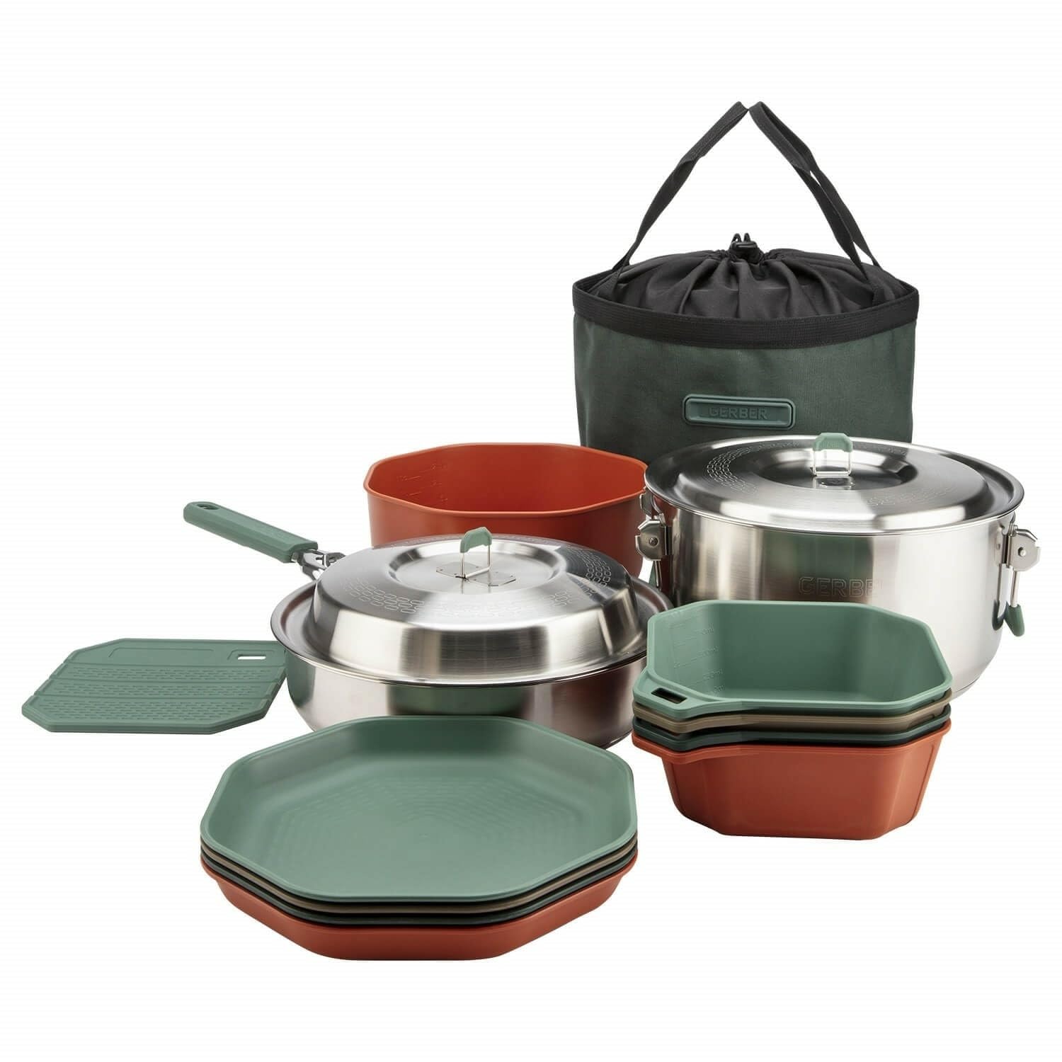 Dishwasher Safe Camping Cookware Set with Pots Plates and Bowls