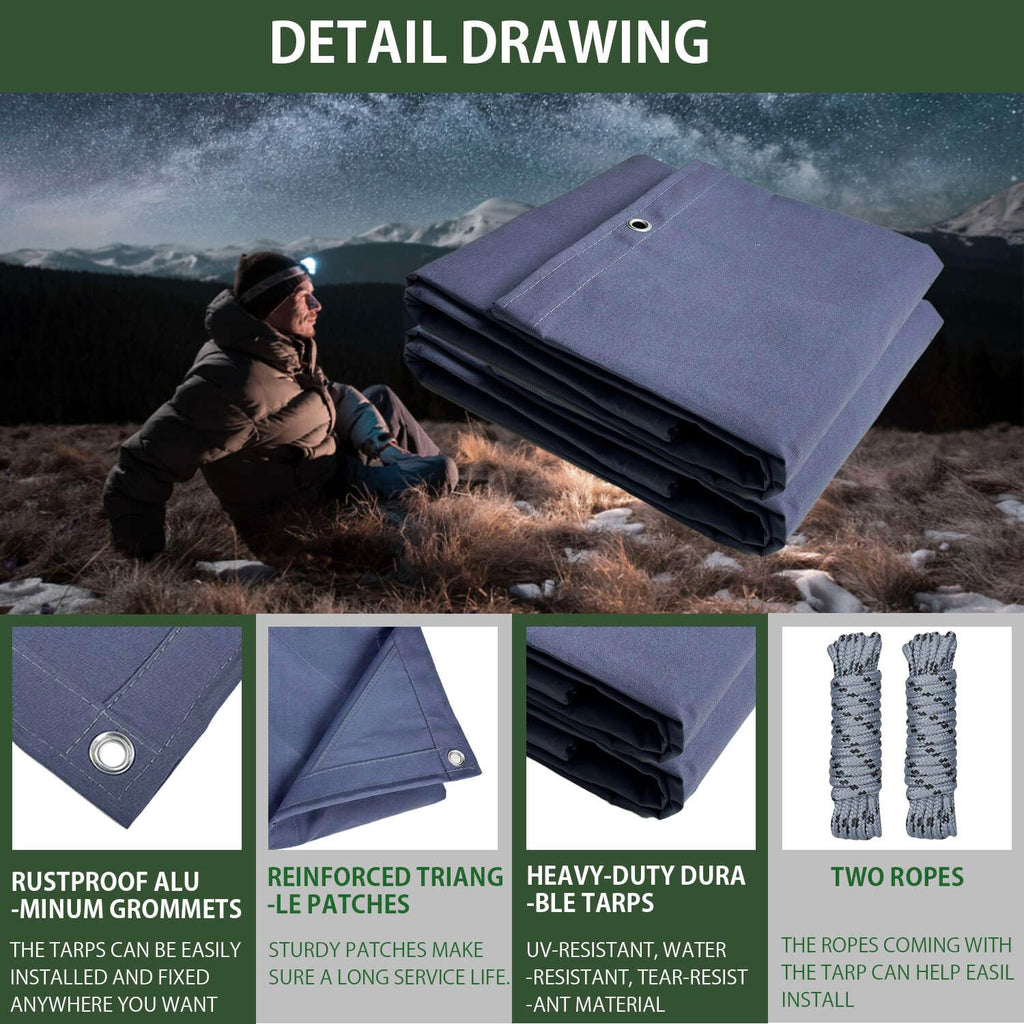 Heavy Duty Waterproof Canvas Tarp with Aluminum Grommets