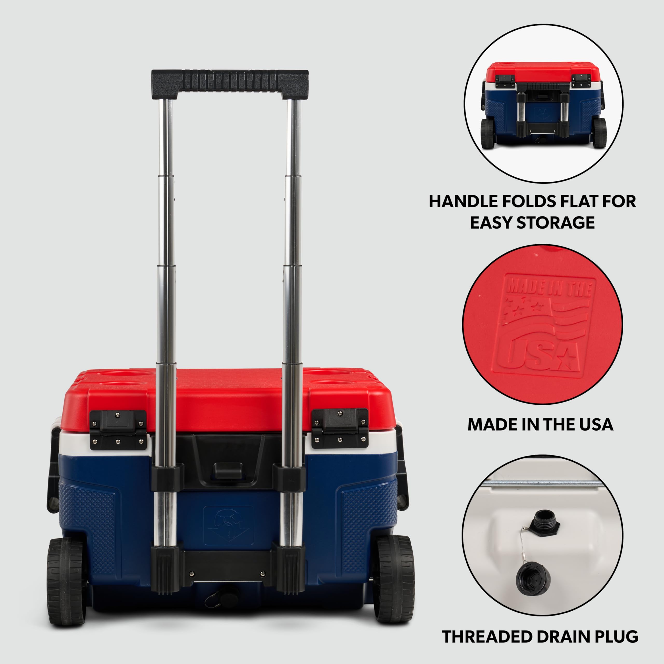 Insulated Hard Shell Rolling Cooler with Wheels