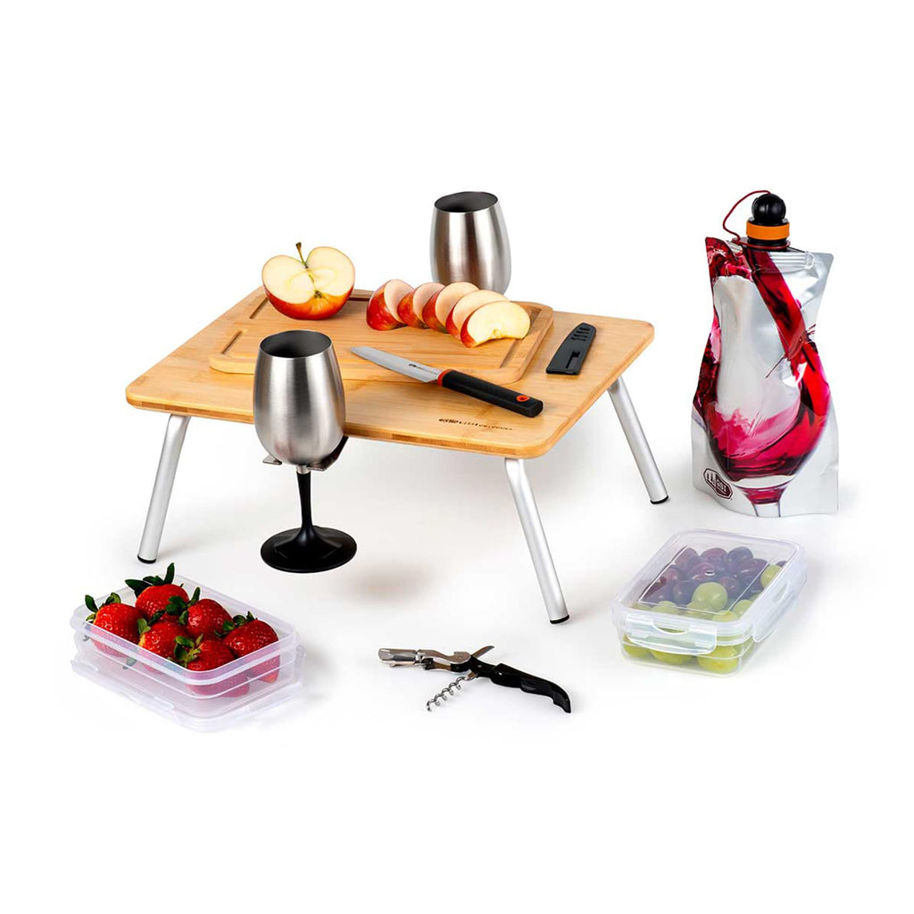 Two Person Outdoor Picnic Set with Table Glasses and Carry Case