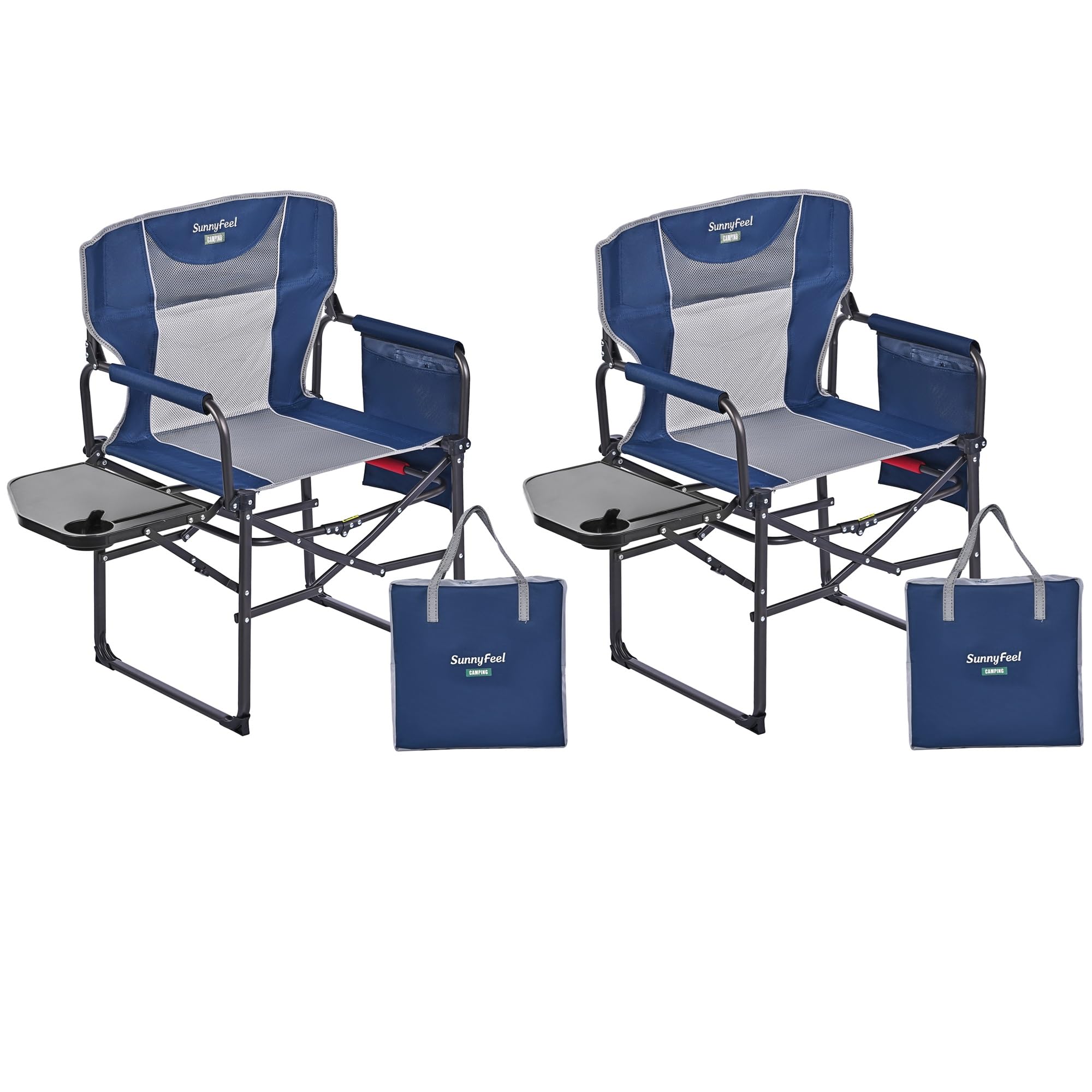 Oversized Folding Directors Camping Chair with Side Table