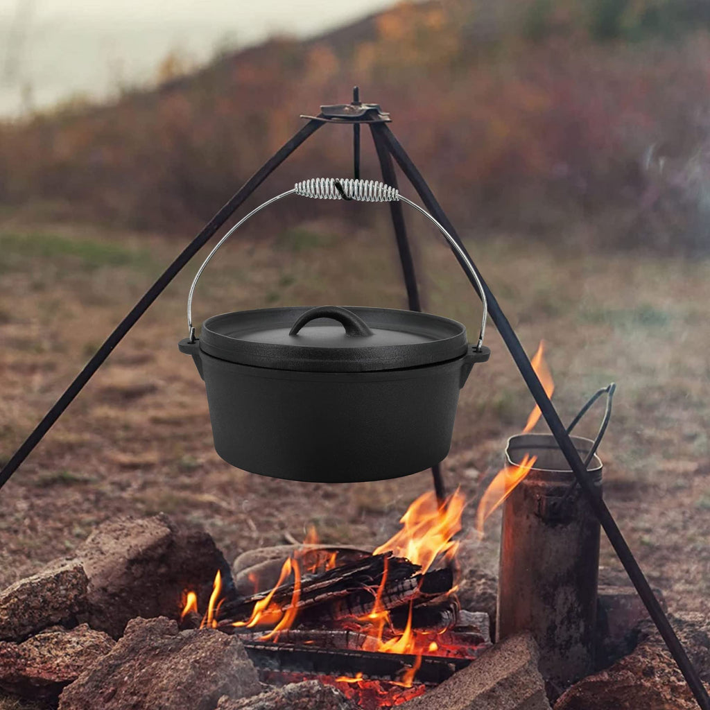 8 Piece Cast Iron Camping Cookware Set with Dutch Oven