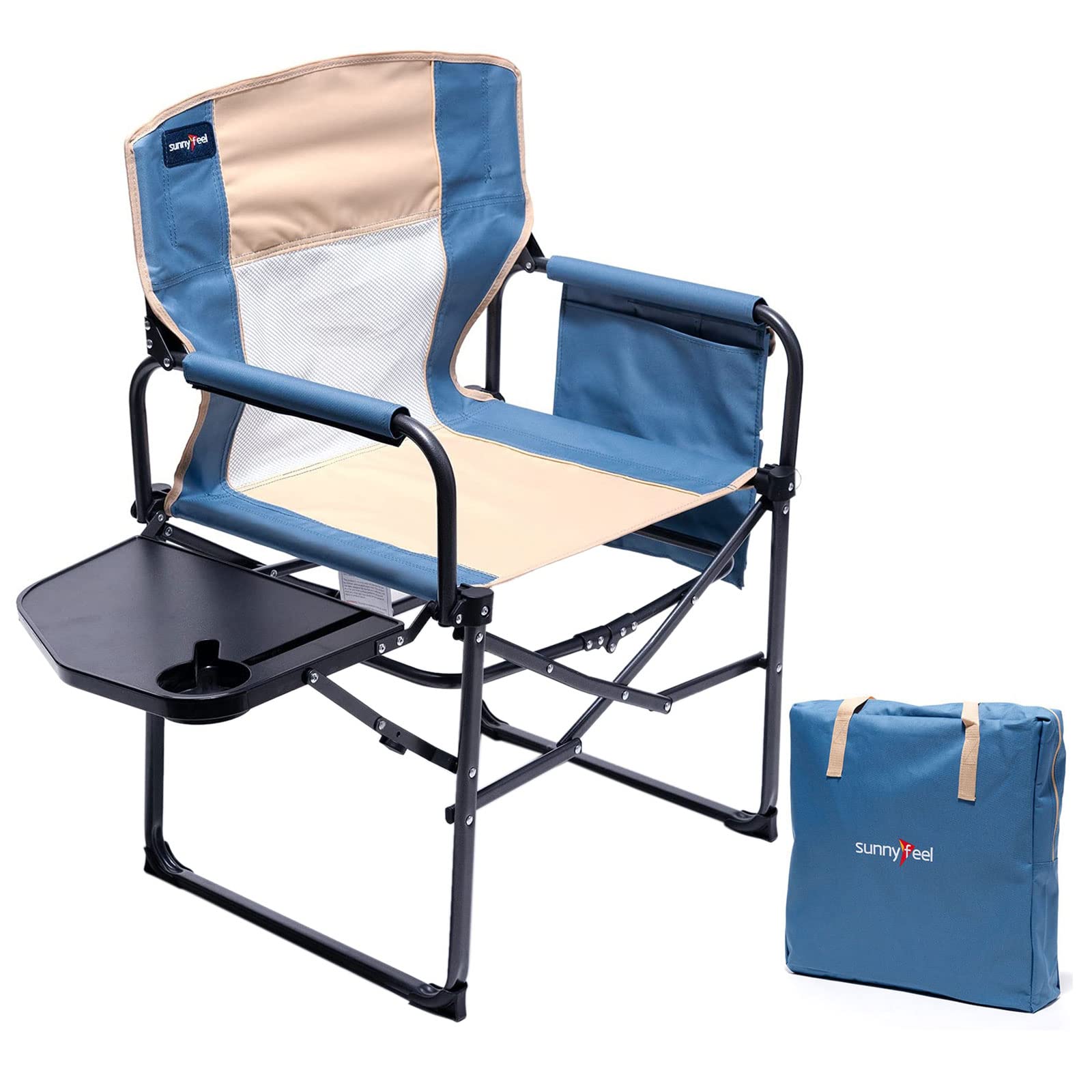 Oversized Folding Directors Camping Chair with Side Table