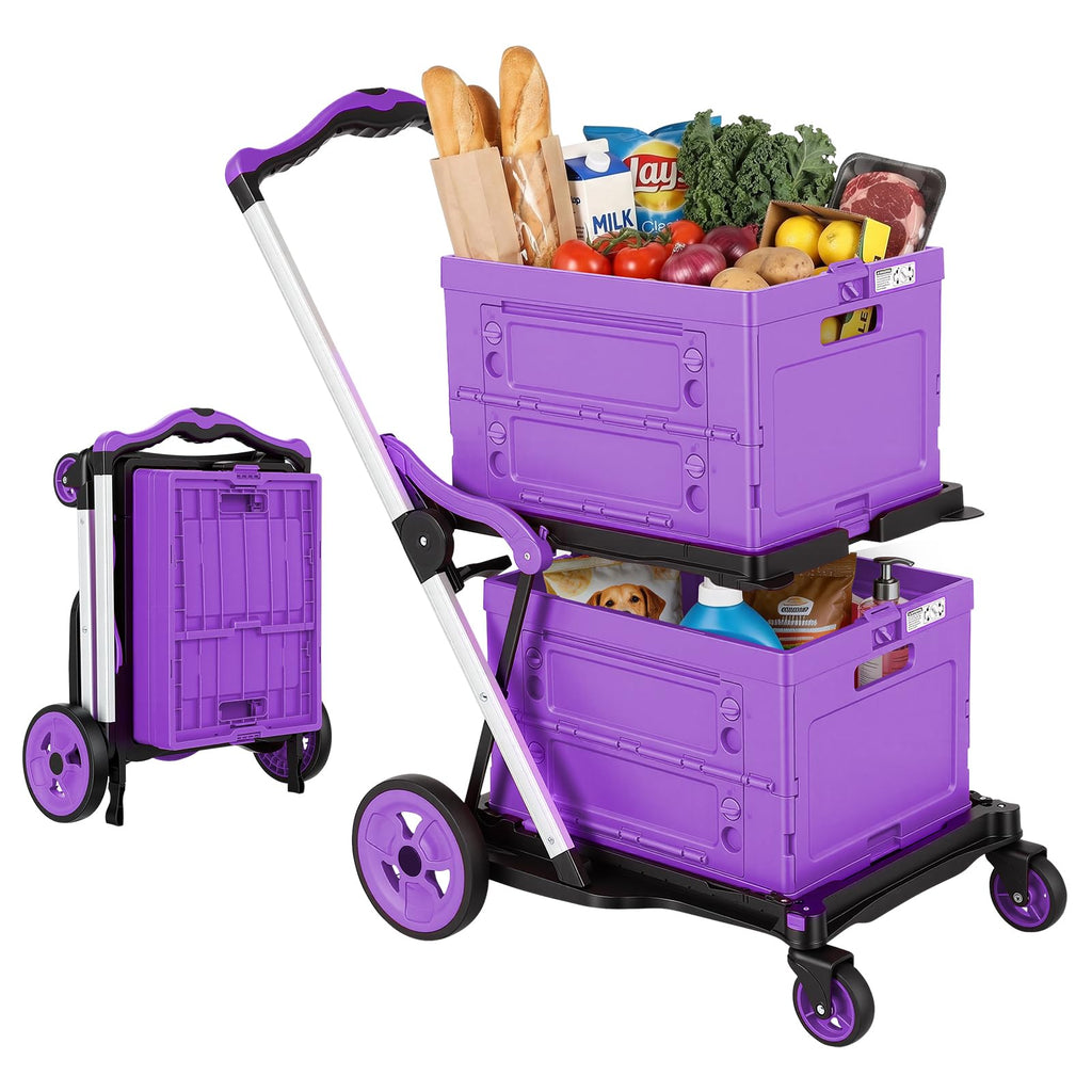 Collapsible Shopping Cart with Wheels and Platform Hand Truck
