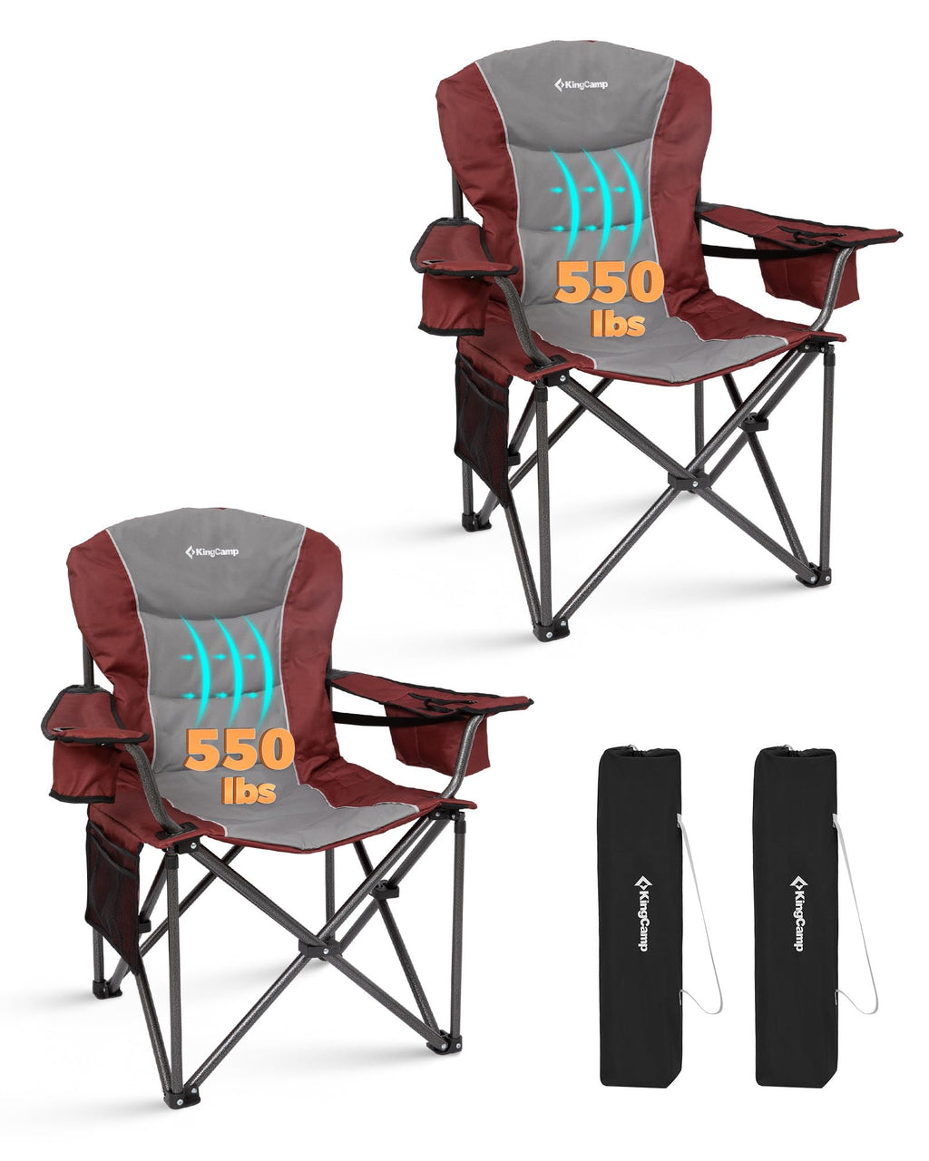 Oversized Heavy Duty Camping Chair with Lumbar Support