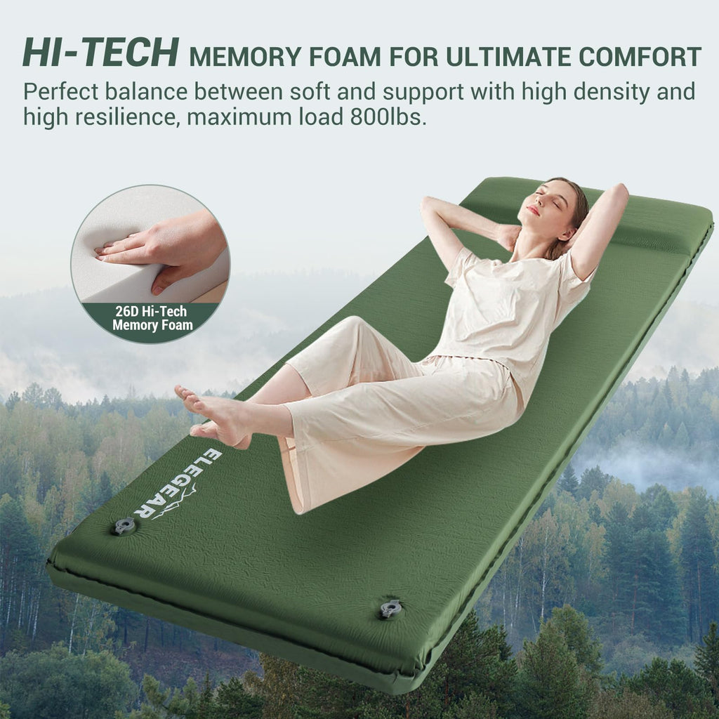 Ultra Thick Self Inflating Memory Foam Camping Sleeping Pad
