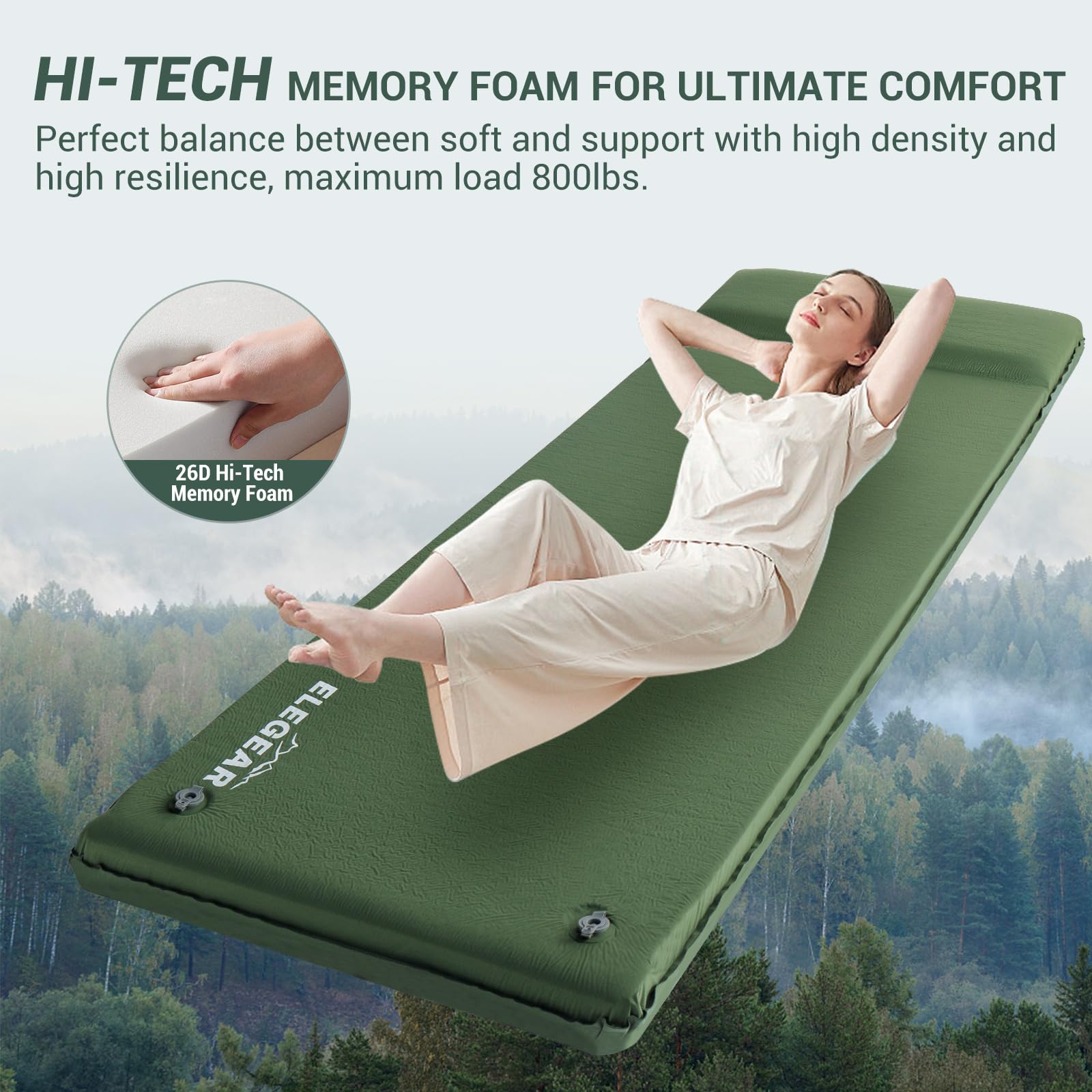 Ultra Thick Self Inflating Memory Foam Camping Sleeping Pad