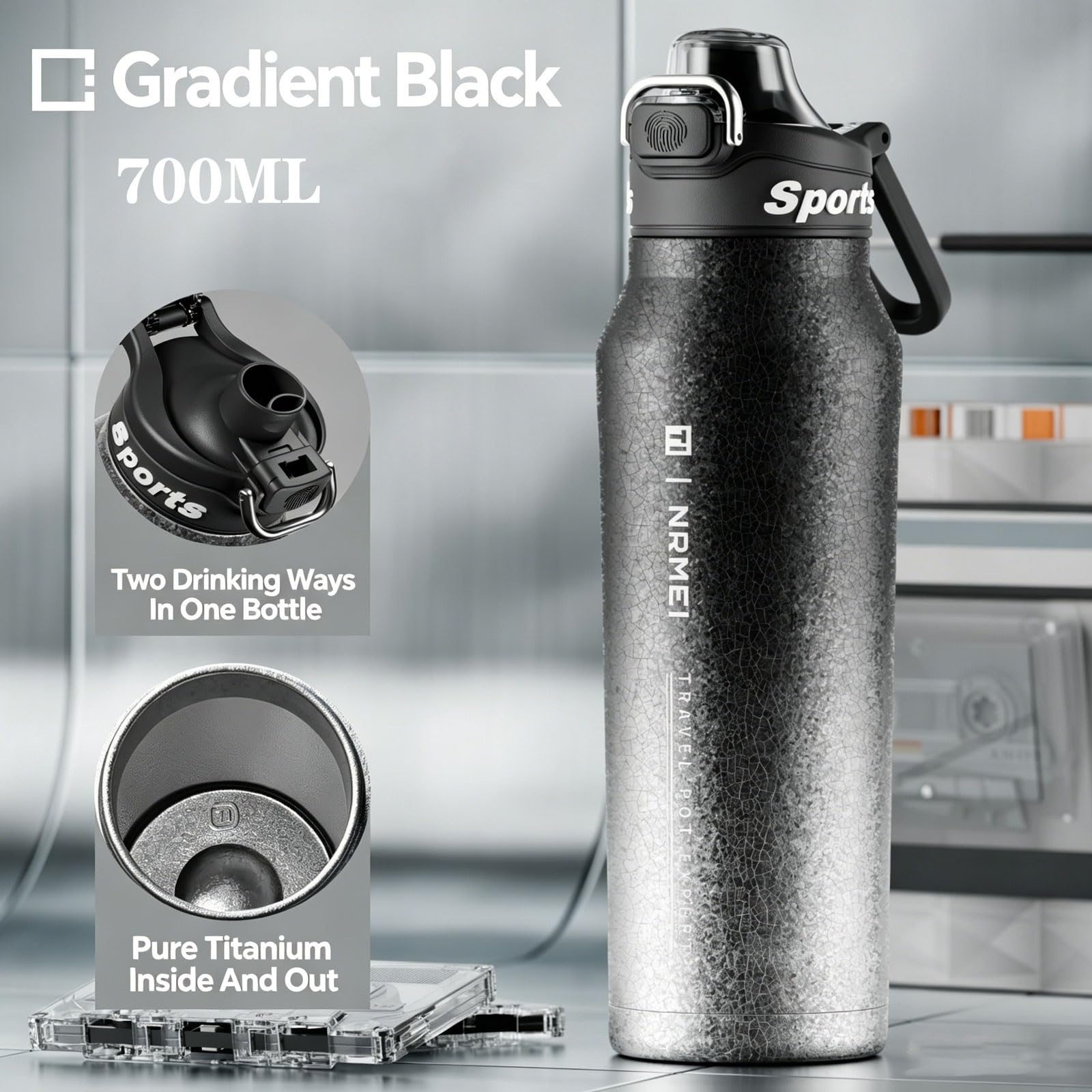 700ml Titanium Vacuum Insulated Sports Water Bottle