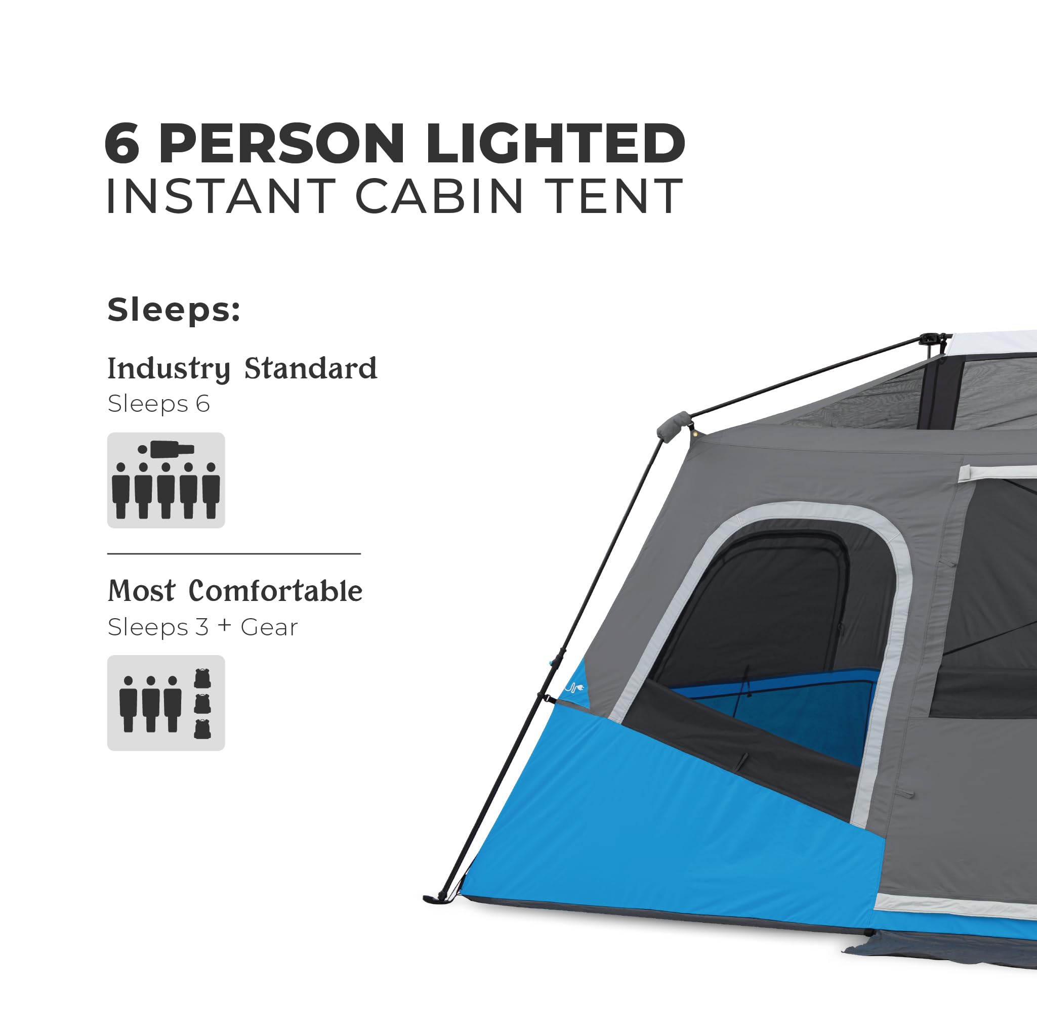 Family Multi Room Instant Cabin Tent with LED Lighting