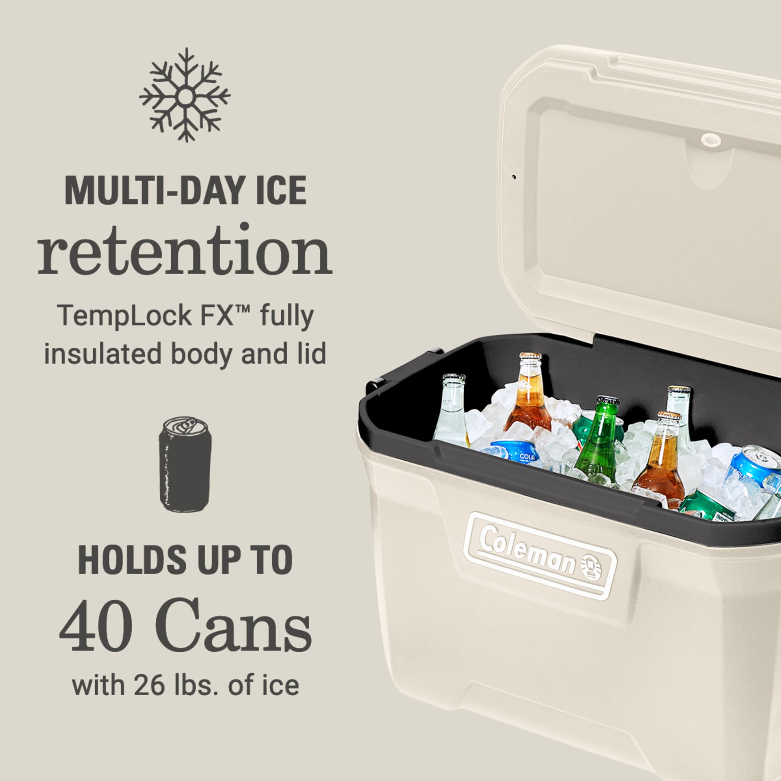 Portable Insulated Hard Cooler with Long Lasting Ice Retention