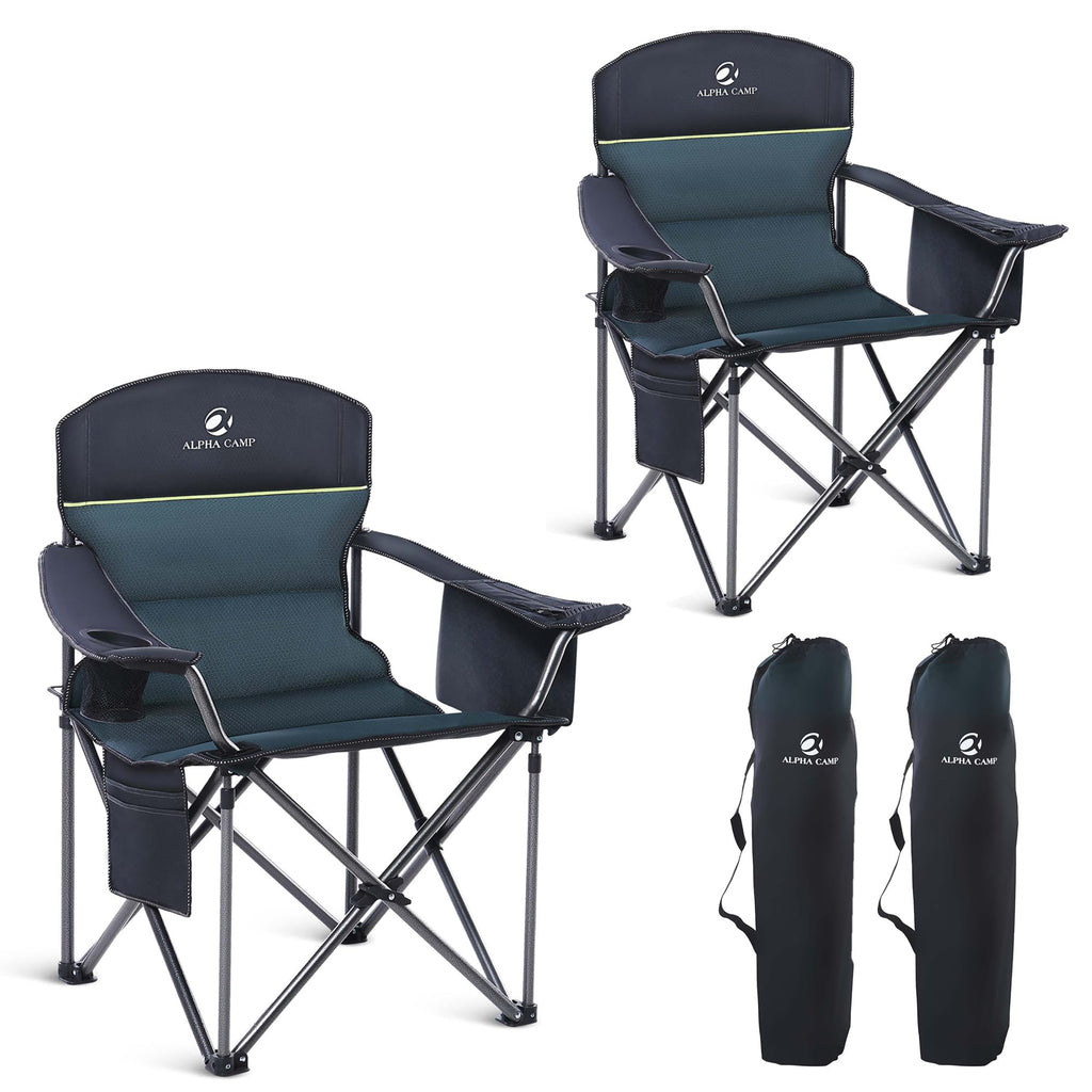 Oversized Folding Camping Chairs with Cooler Bag and Cup Holder