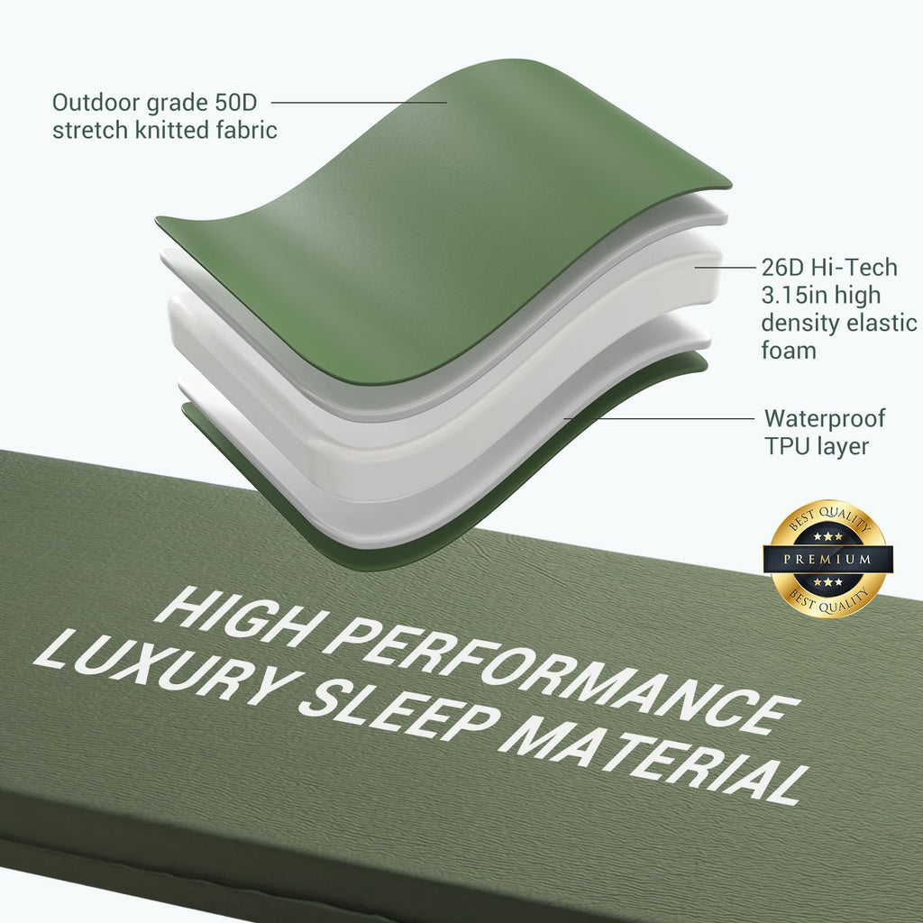 Ultra Thick Self Inflating Memory Foam Camping Sleeping Pad