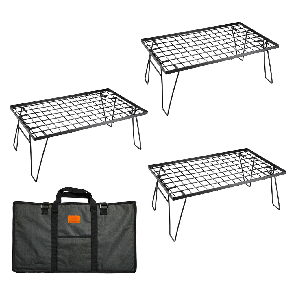 Folding Steel Camping Field Rack with Storage Shelf