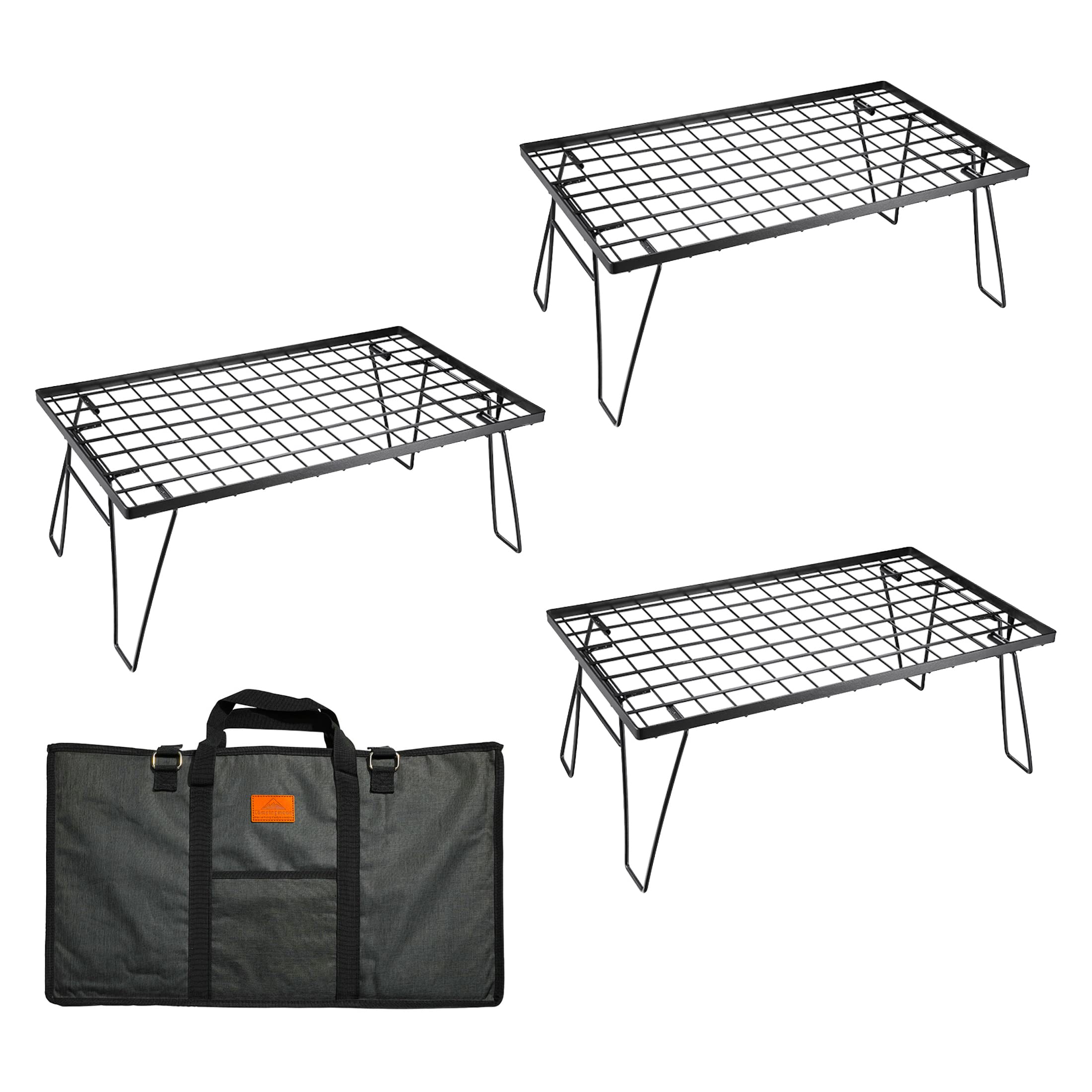 Folding Steel Camping Field Rack with Storage Shelf