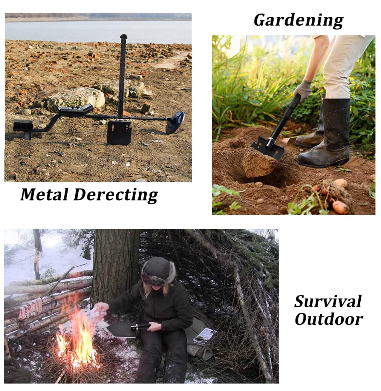 19 in 1 Folding Survival Shovel and Camping Tool Kit