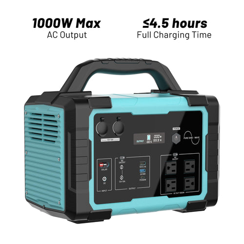 1000W Portable Power Station with 1024Wh LiFePO4 Battery