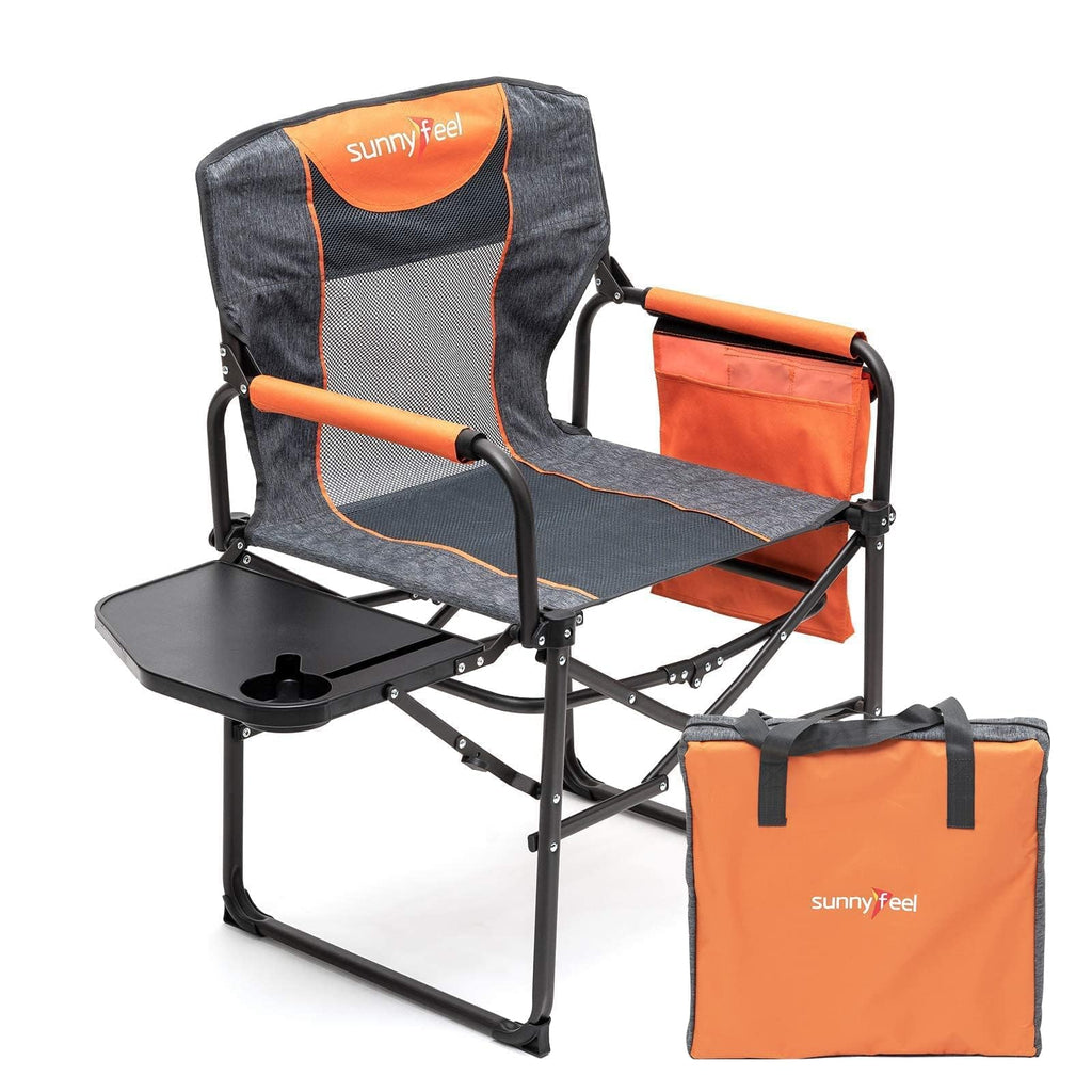 Oversized Folding Directors Camping Chair with Side Table