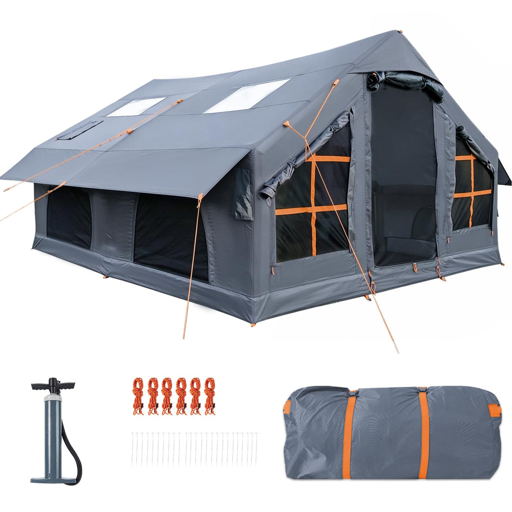 Large 4 Season Inflatable Family Camping Tent Grey