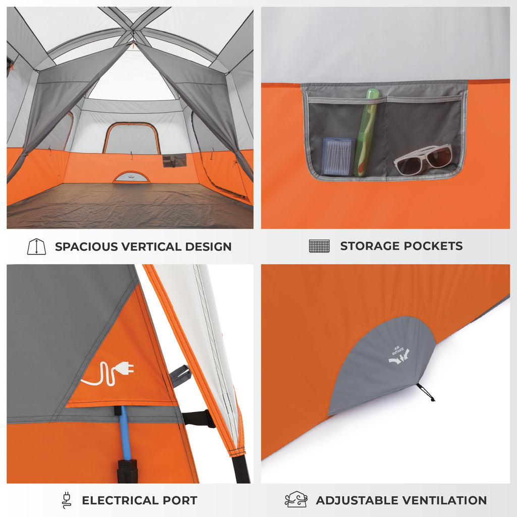 Large 10 to 12 Person Multi Room Family Cabin Camping Tent