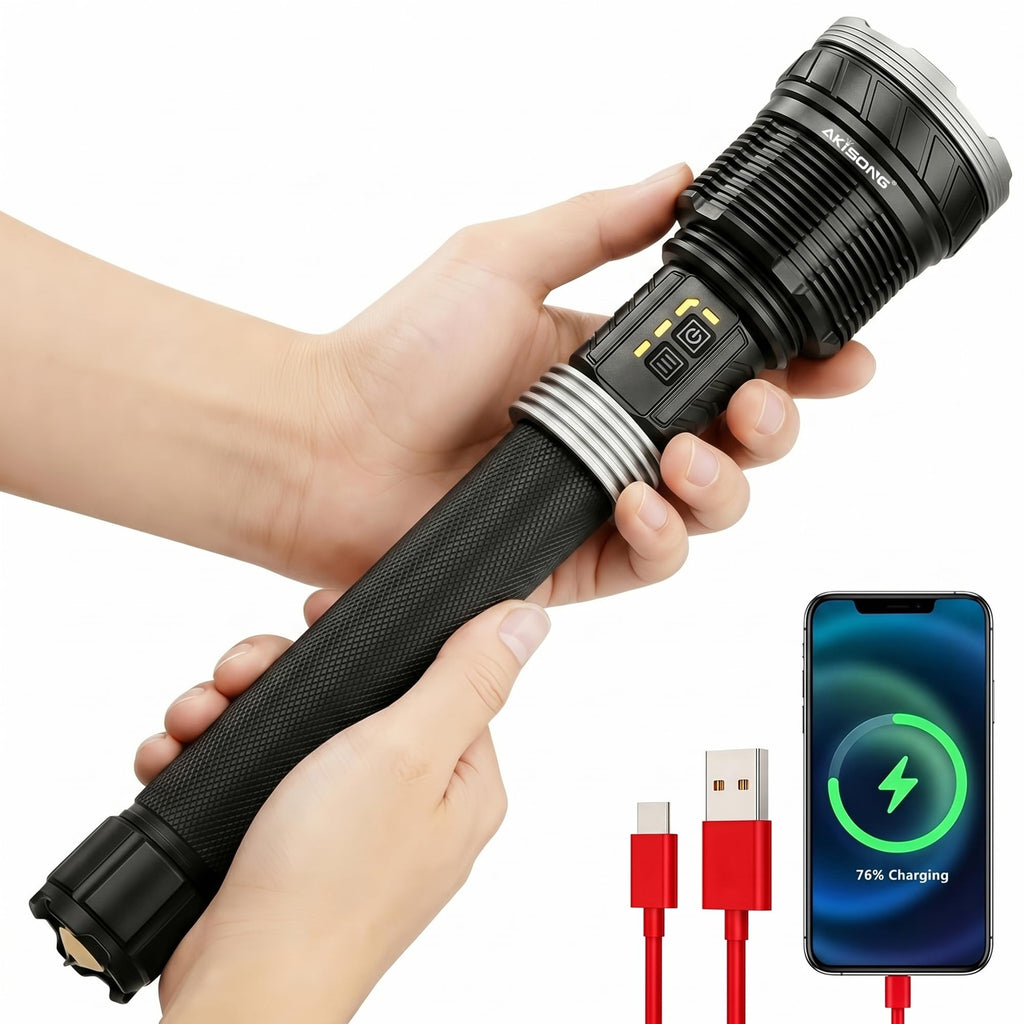 15000 Lumen Rechargeable Tactical Flashlight with Shoulder Strap