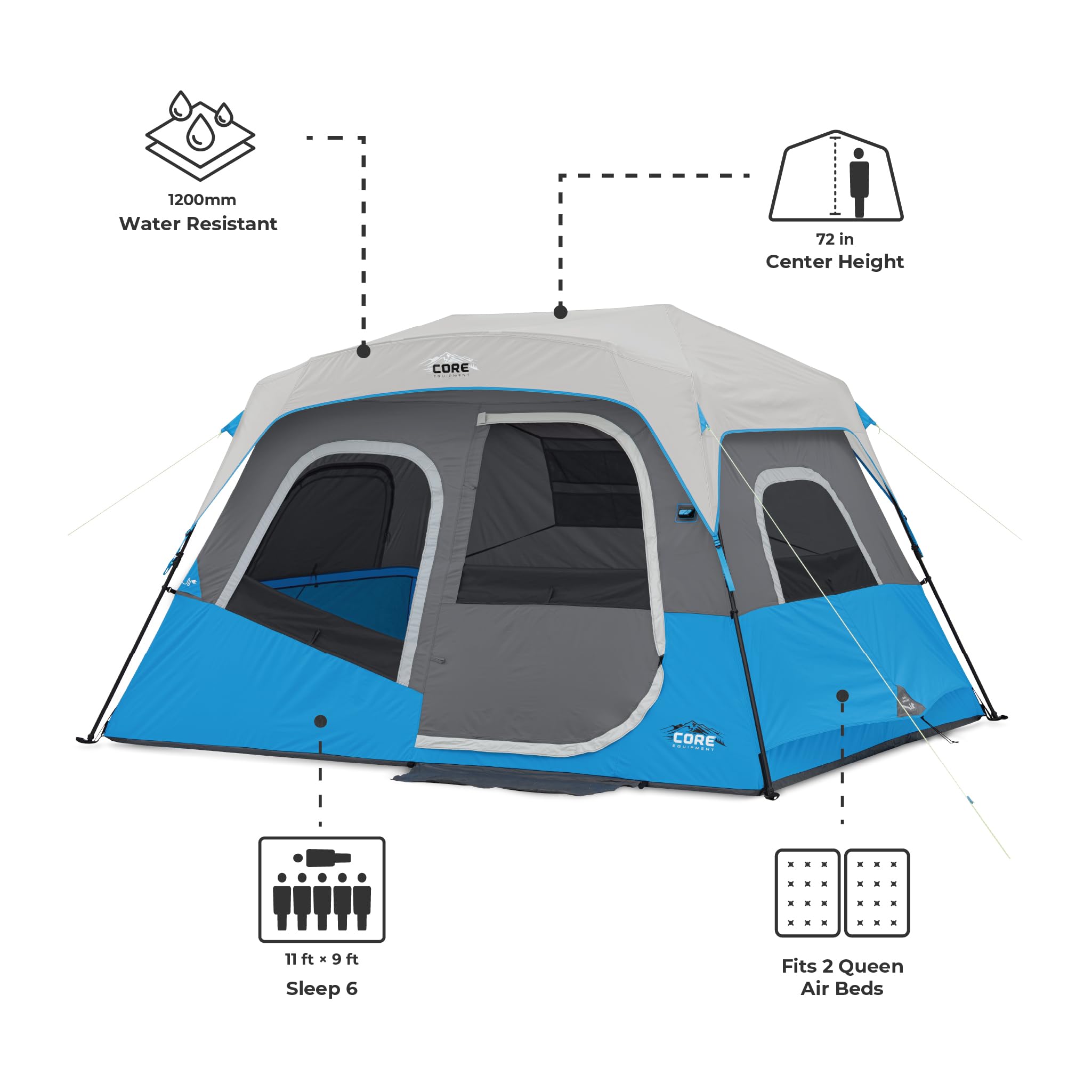Family Multi Room Instant Cabin Tent with LED Lighting
