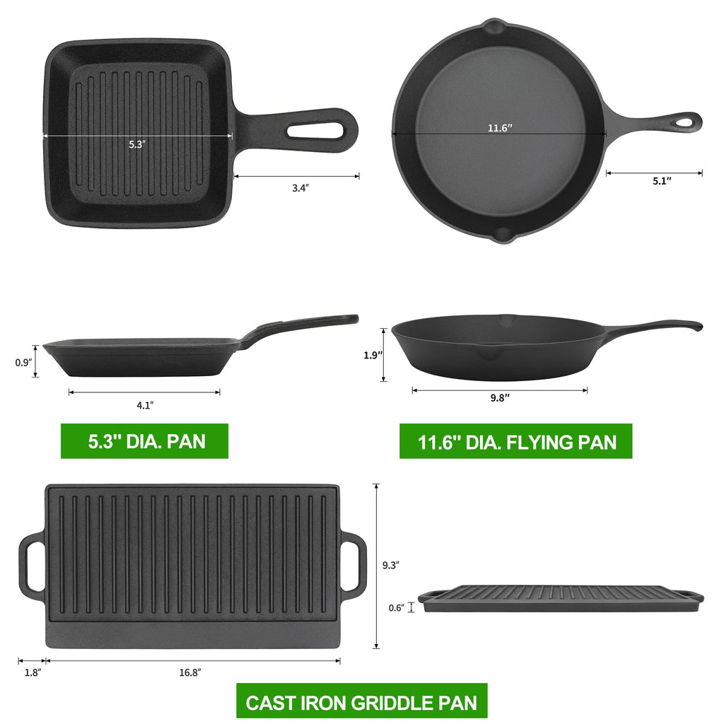 8 Piece Cast Iron Camping Cookware Set with Dutch Oven