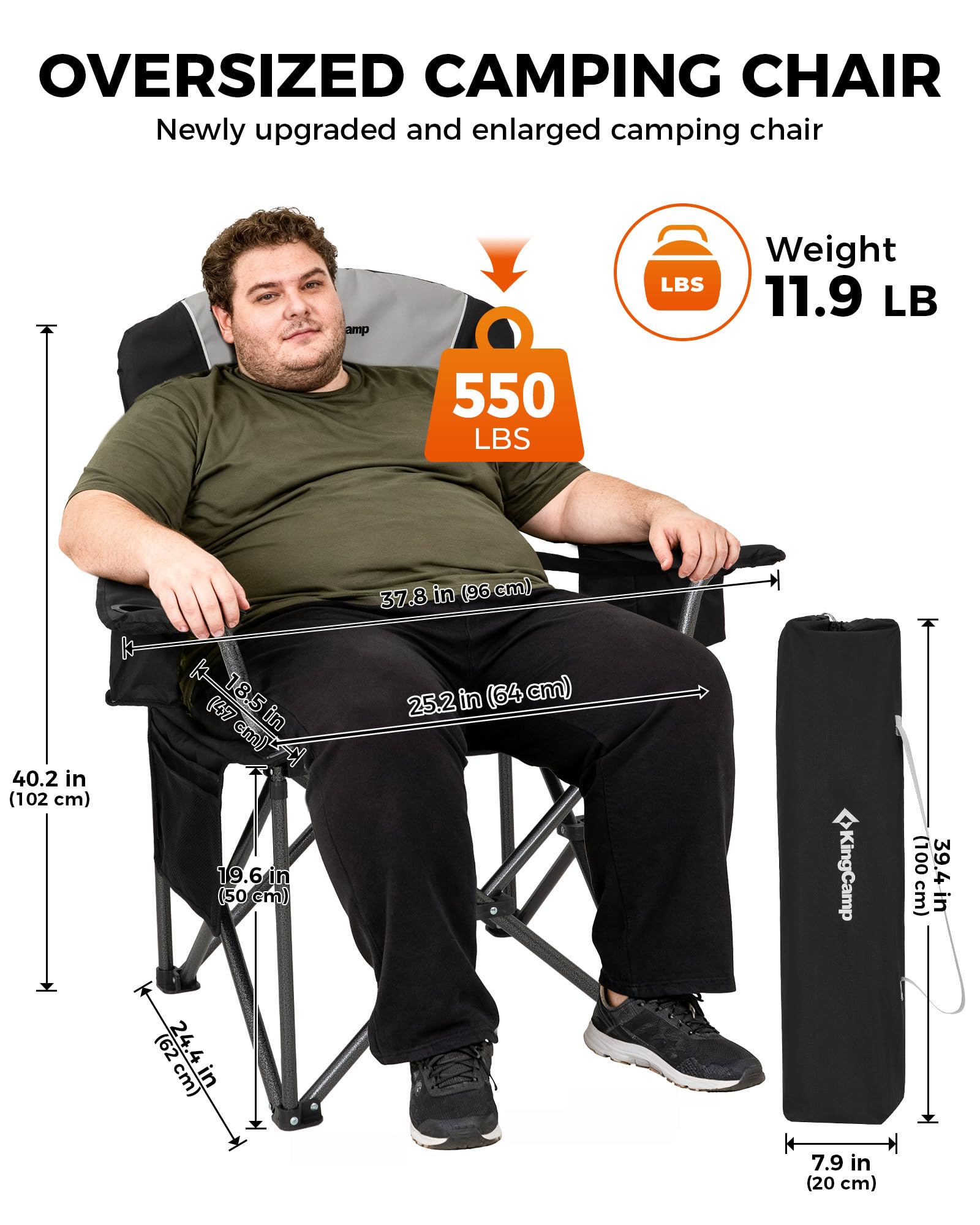 Oversized Heavy Duty Camping Chair with Lumbar Support