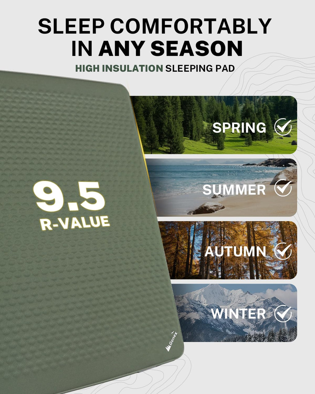 Four Inch Self Inflating Insulated Memory Foam Sleeping Pad