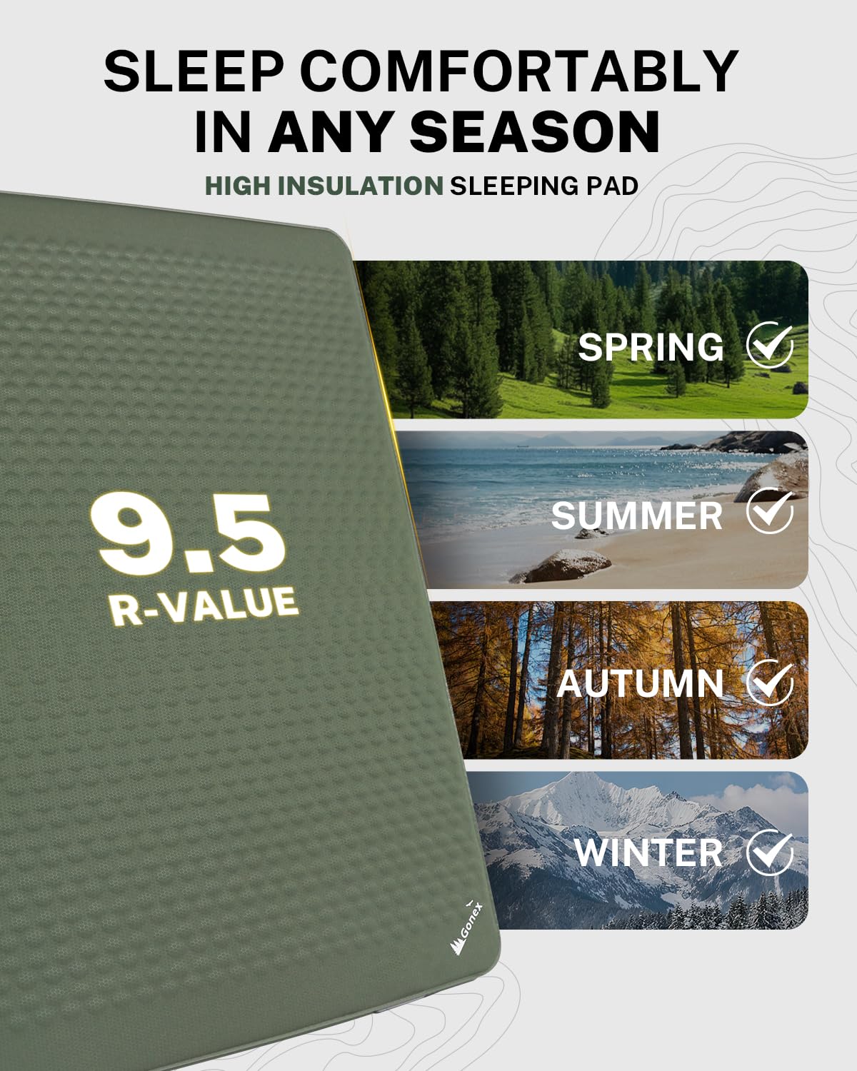 Four Inch Self Inflating Insulated Memory Foam Sleeping Pad