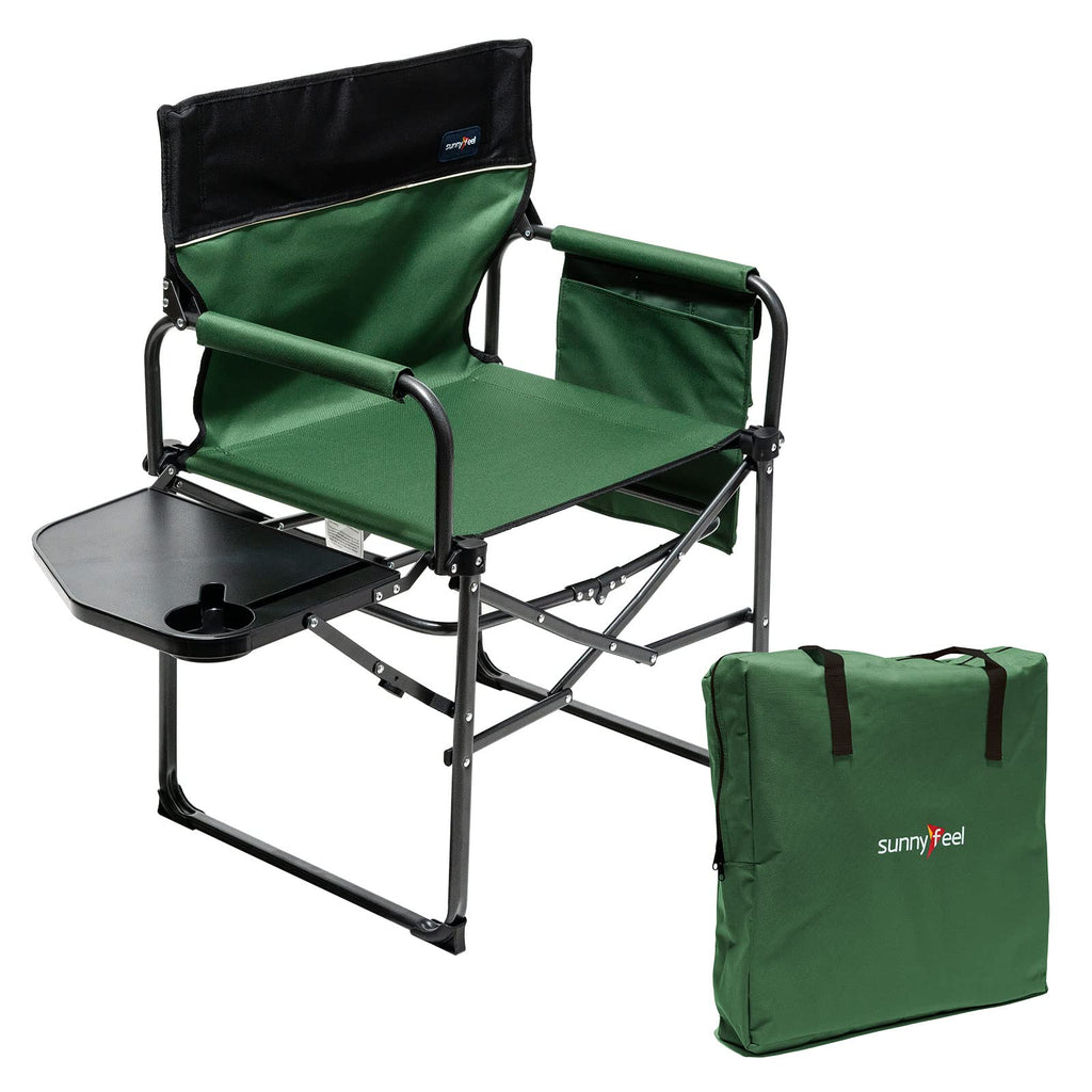 Oversized Folding Directors Camping Chair with Side Table