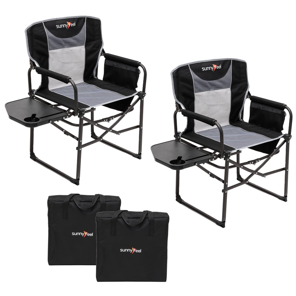 Oversized Folding Directors Camping Chair with Side Table